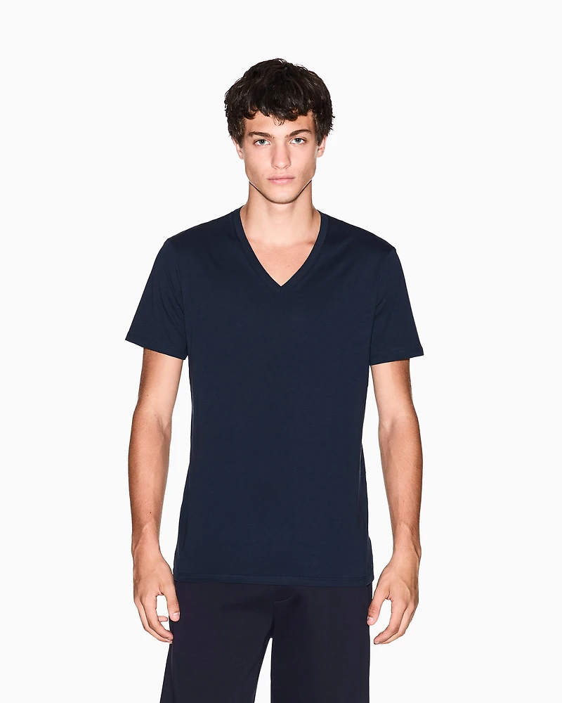 Armani Exchange - Slim fit T-shirt Pima cotton jersey, Man, Navy Blue, Size:
