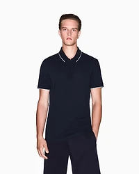 Armani Exchange - Slim fit polo with button insert, Man, Navy Blue, Size: