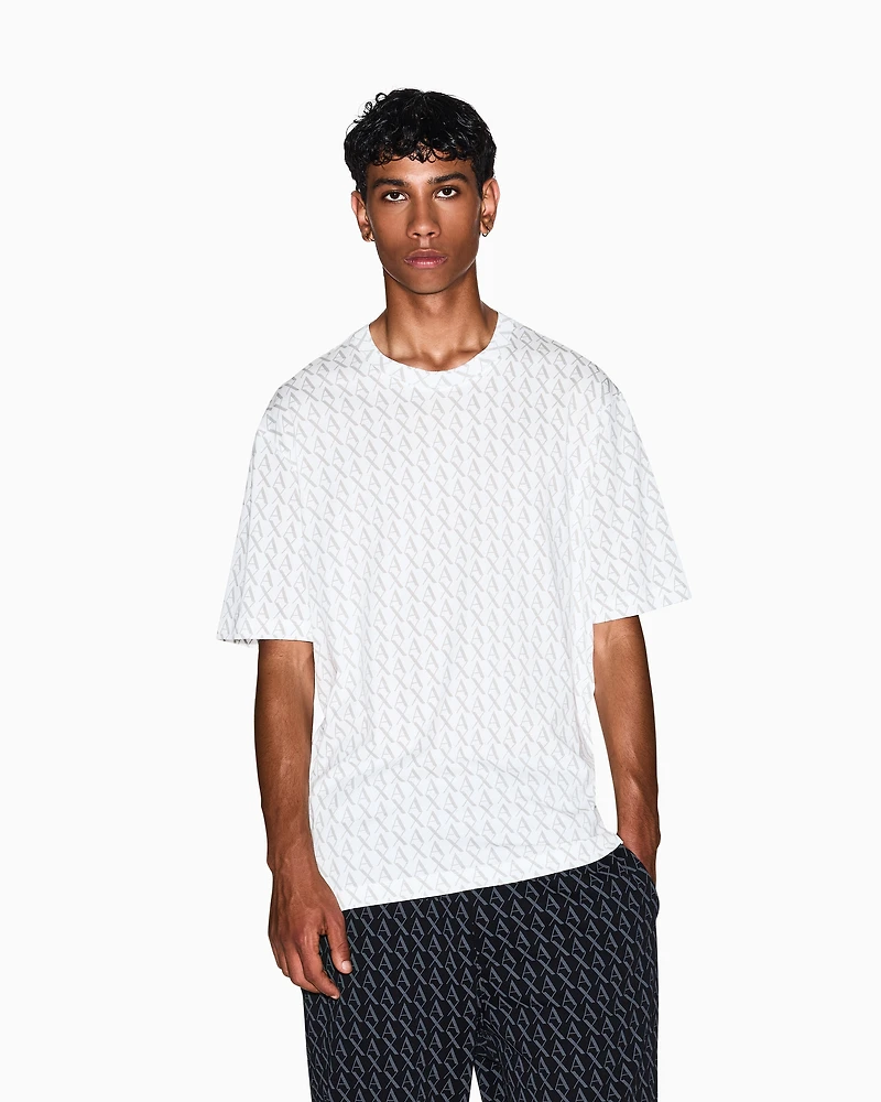Armani Exchange -  Regular fit monogram logo t-shirt, Man, White, Size: