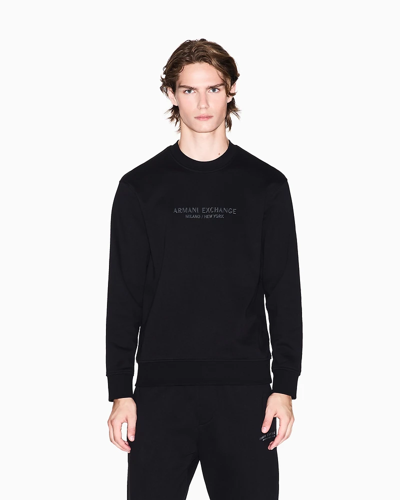 Armani Exchange - Crewneck sweatshirt with tone logo, Man, Black, Size: