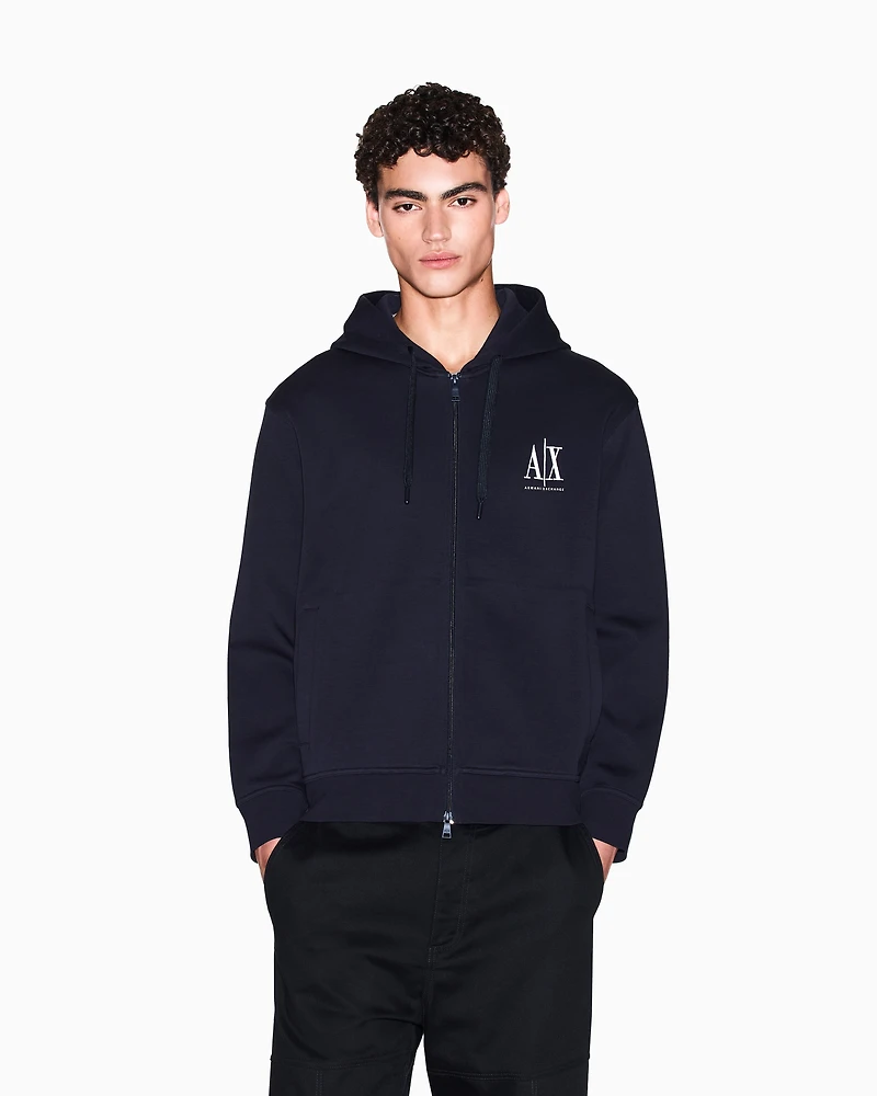 Armani Exchange - Logo hoodie, Man, Navy_blue, Size: