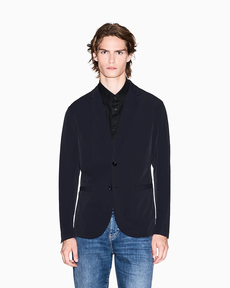 Armani Exchange - Single-breasted jacket ultra-stretch twill, Man, Black, Size: