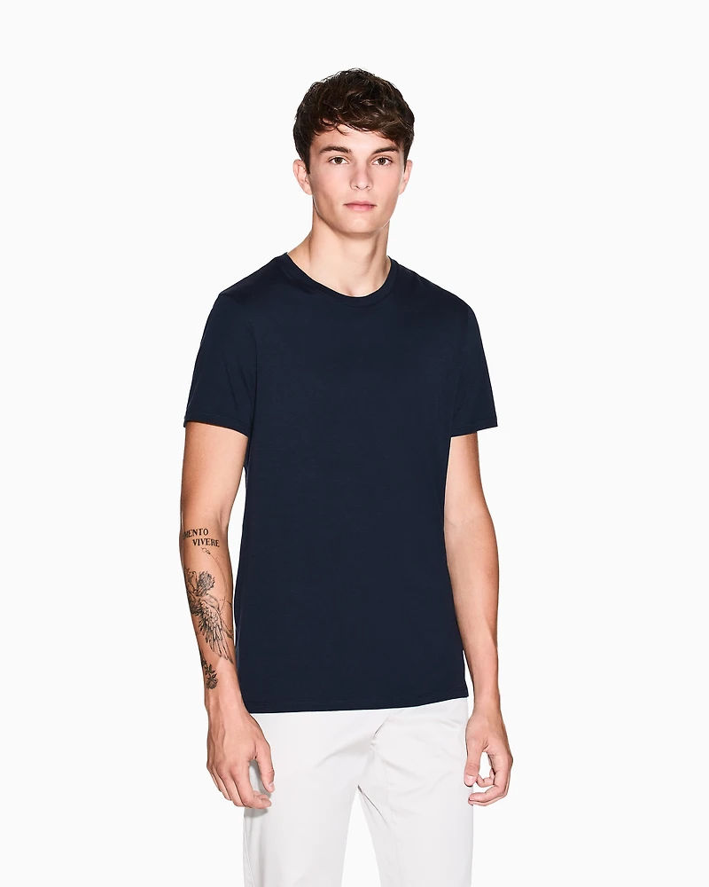 Armani Exchange - Slim fit Pima cotton T-shirt, Man, Navy Blue, Size: