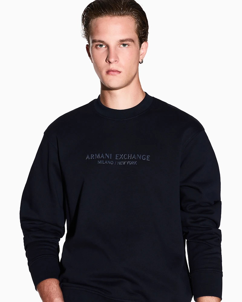 Armani Exchange - Crewneck sweatshirt with tone logo, Man, Navy Blue, Size: