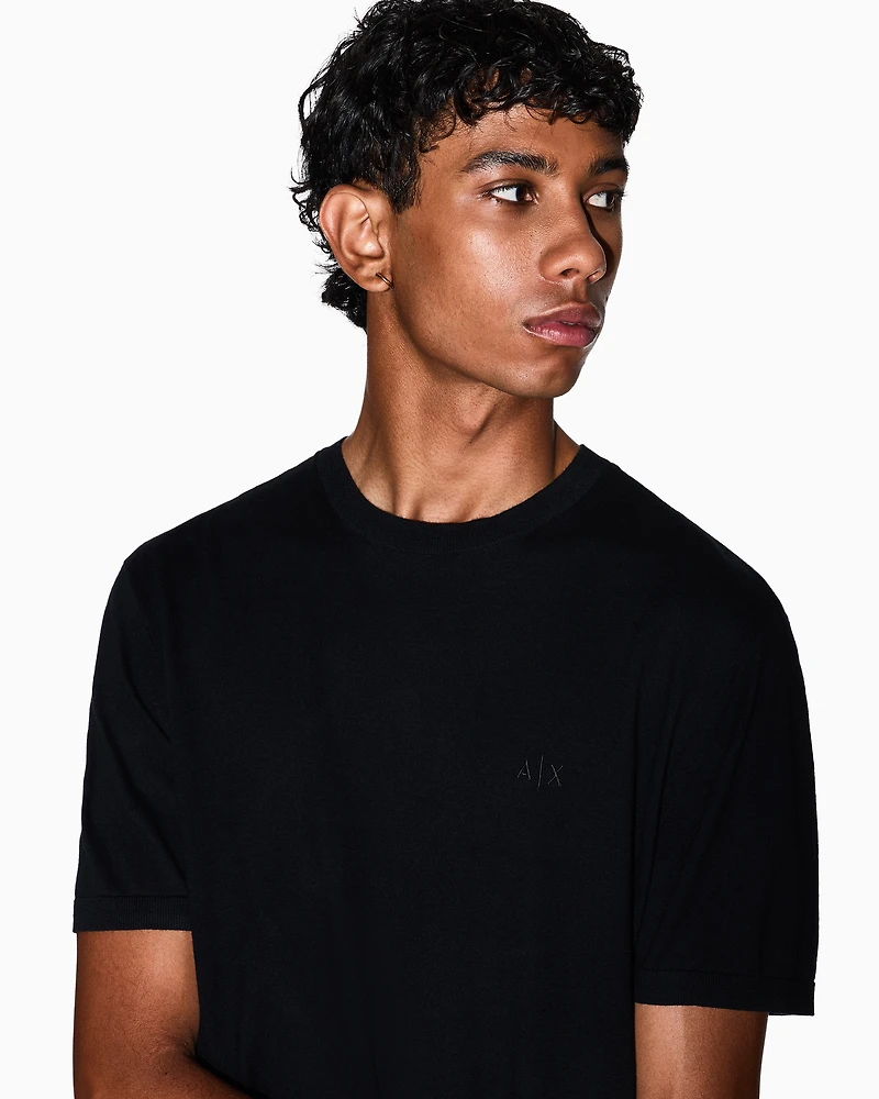 Armani Exchange -  Organic Cotton Knit T-Shirt, Man, Black, Size: