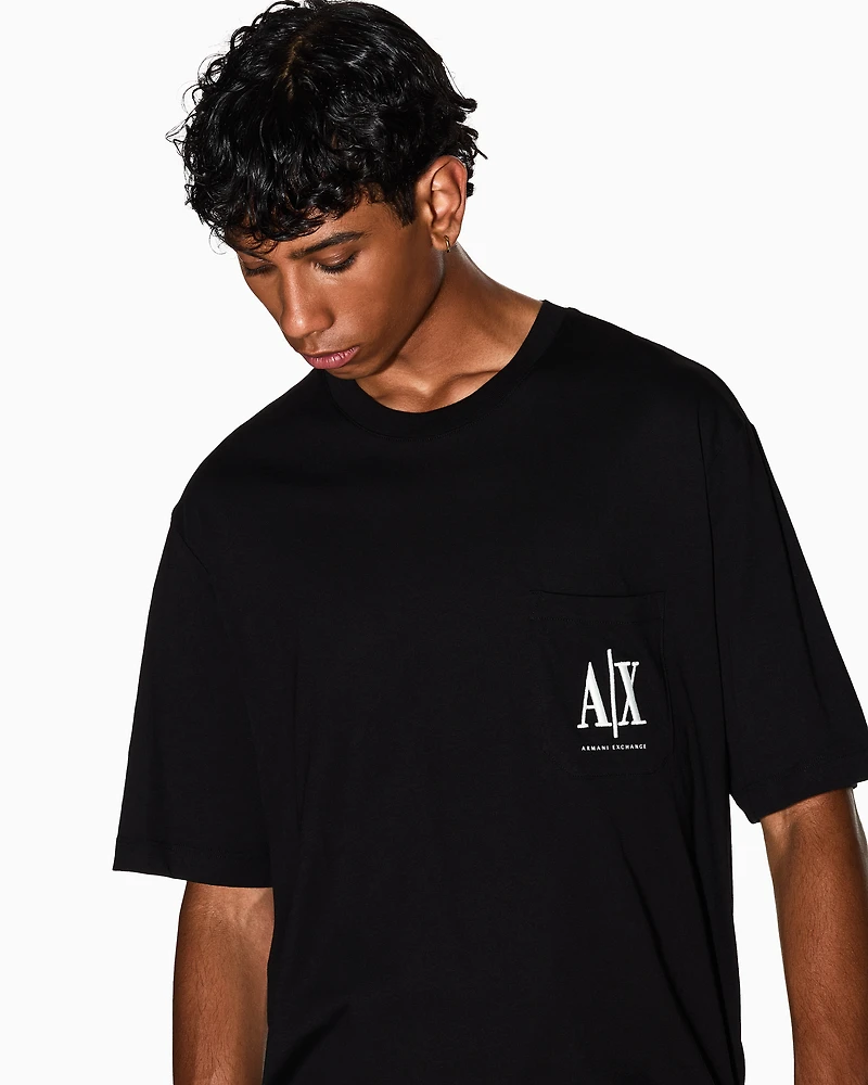 Armani Exchange - Relaxed fit T-shirt cotton jersey, Man, Black, Size: