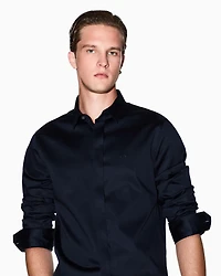 Armani Exchange - Slim fit cotton shirt, Man, Navy Blue, Size: