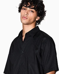 Armani Exchange - Short-sleeved cotton jacquard shirt, Man, Black, Size:
