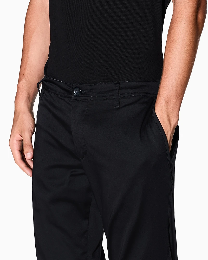 Armani Exchange - Stretch cotton chinos, Man, Black, Size: