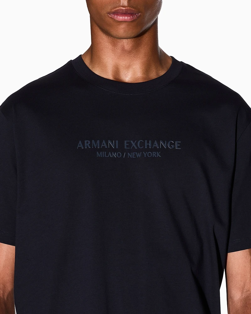 Armani Exchange - Regular fit T-shirt with logo, Man, Navy Blue, Size: