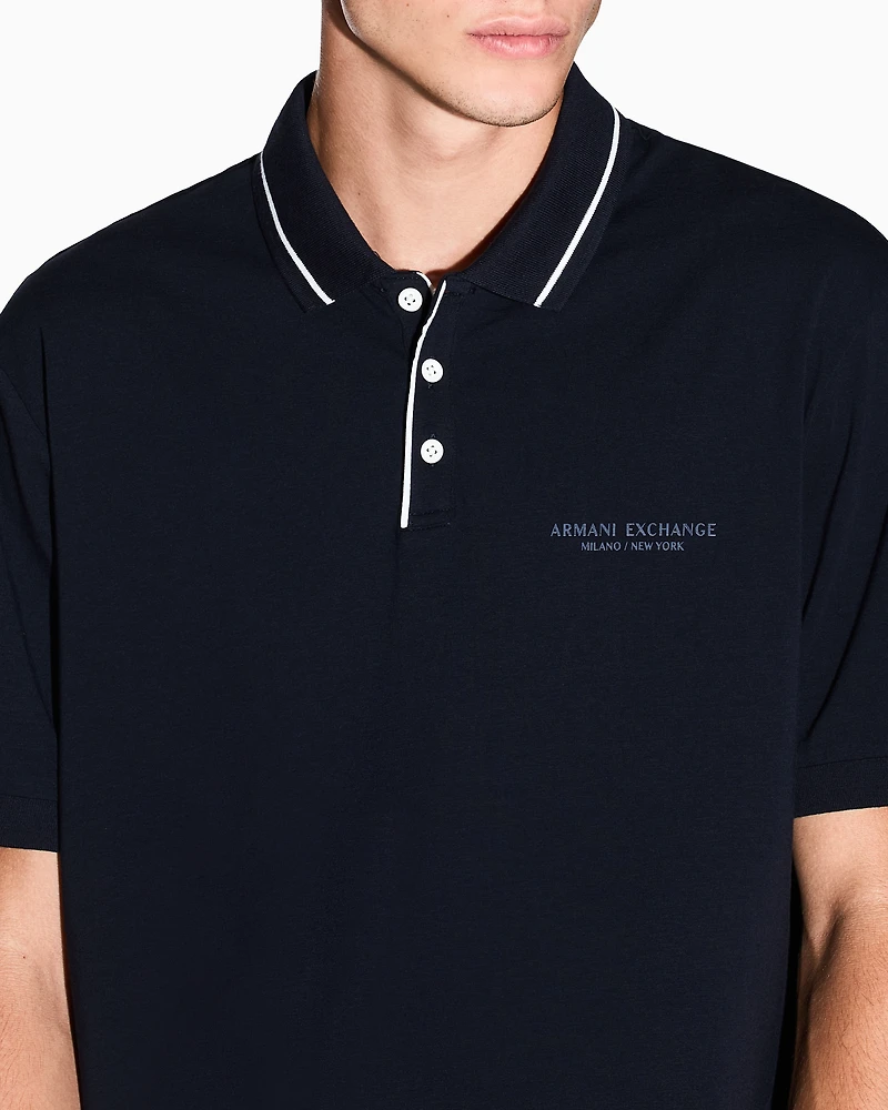 Armani Exchange - Regular fit polo shirt stretch jersey, Man, Navy Blue, Size: