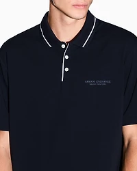 Armani Exchange - Regular fit polo shirt stretch jersey, Man, Navy Blue, Size: