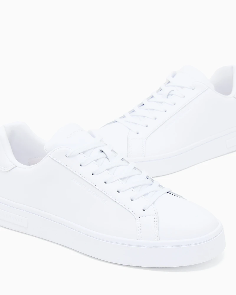 Armani Exchange - Leather sneakers with logo on the sole, Man, White, Size: