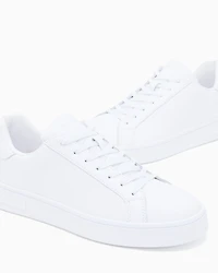 Armani Exchange - Leather sneakers with logo on the sole, Man, White, Size: