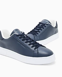 Armani Exchange - Leather sneakers with logo on the sole, Man, Blue, Size: