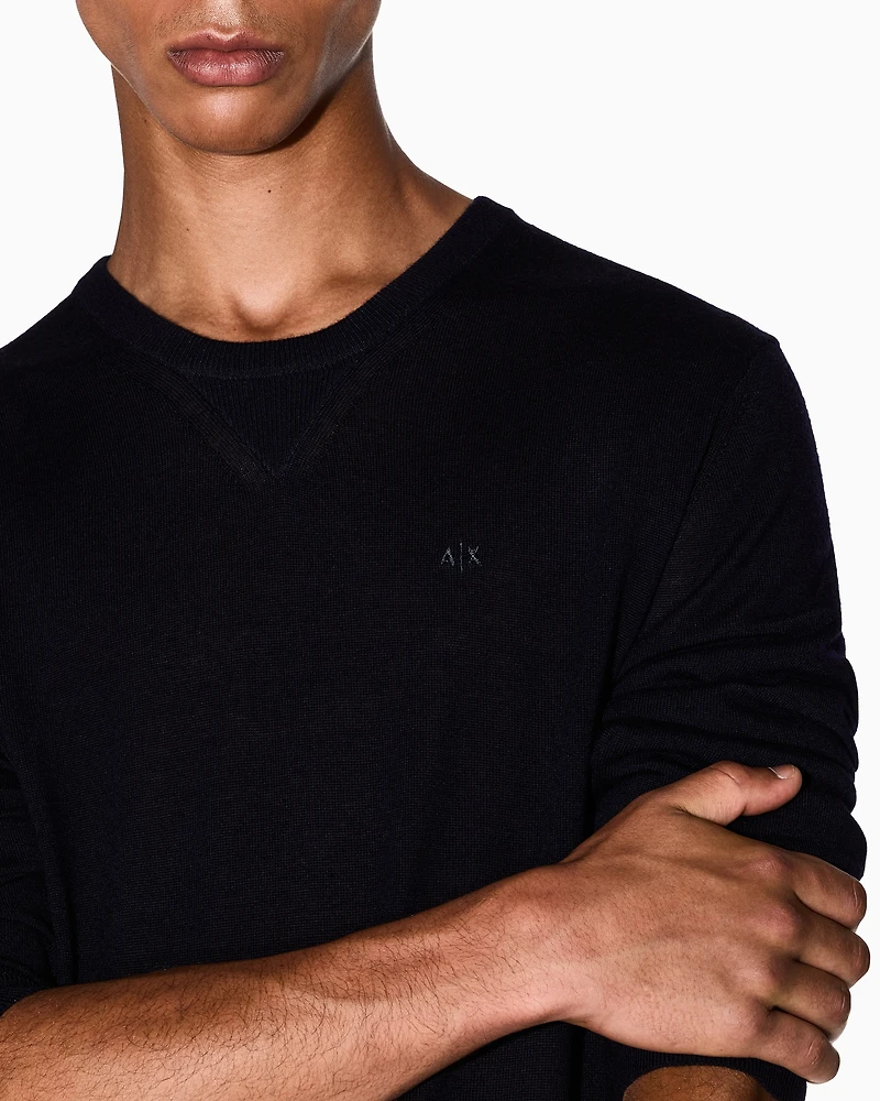 Armani Exchange - Crewneck sweater virgin wool, Man, Navy Blue, Size: