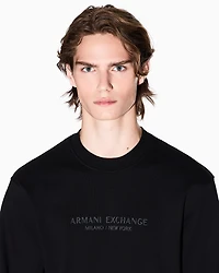 Armani Exchange - Crewneck sweatshirt with tone logo, Man, Black, Size: