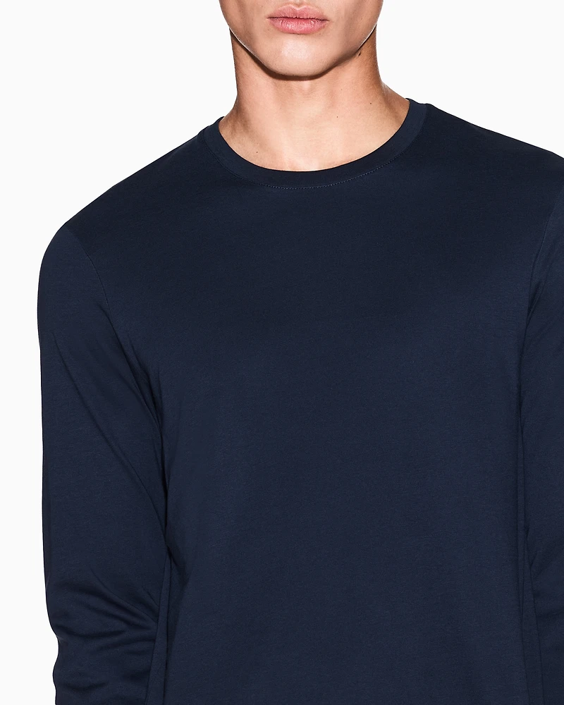 Armani Exchange - Pima Cotton Long Sleeve T-Shirt, Man, Navy Blue, Size: