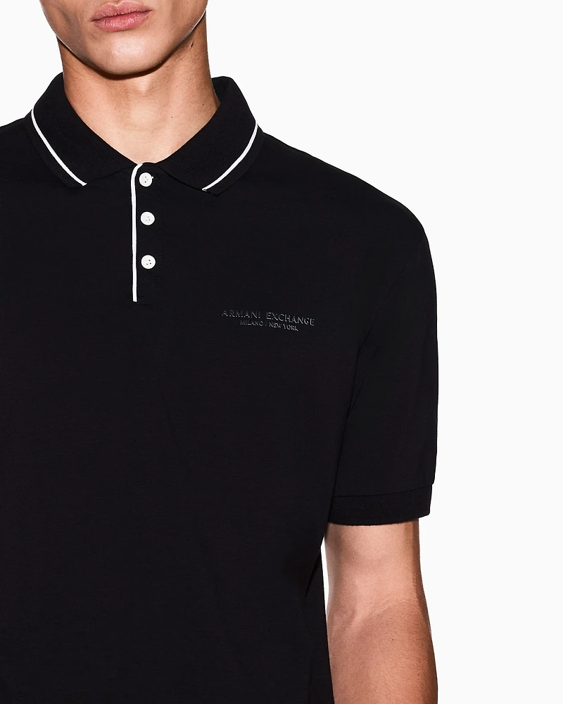 Armani Exchange - Regular fit polo shirt stretch jersey, Man, Black, Size:
