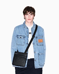 Flat shoulder bag with allover logo