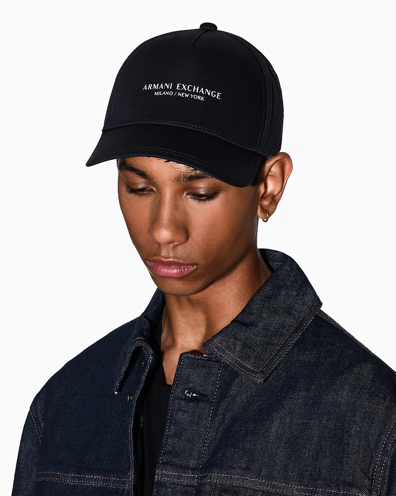 Armani Exchange - NY Logo Visor Hat, Man, Navy Blue, Size: TU