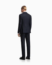 Emporio Armani - Single-breasted, regular-fit suit in fil-à-fil virgin-wool canvas, Man, Blue, Size: 44_R