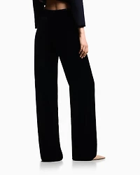 Emporio Armani - Velvet palazzo trousers, Woman, Navy Blue, Size: