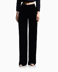 Emporio Armani - Velvet palazzo trousers, Woman, Navy Blue, Size: