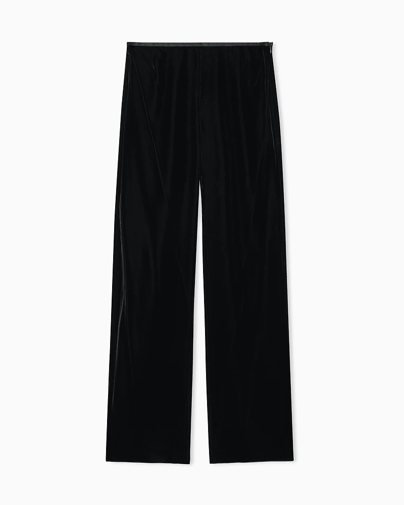 Emporio Armani - Velvet palazzo trousers, Woman, Navy Blue, Size: