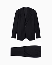Emporio Armani - Single-breasted suit a striped chevron virgin-wool blend, Man, Navy_blue, Size: