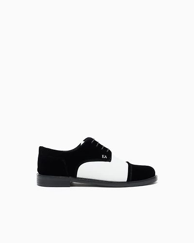 Emporio Armani - Velvet brogues with nappa-leather details, Woman, Black, Size: