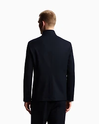 Emporio Armani - Stretch technical gabardine jacket with zip, Man, Navy Blue, Size: