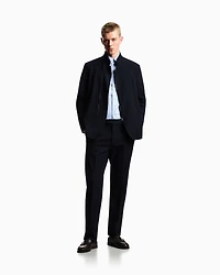 Emporio Armani - Stretch technical gabardine jacket with zip, Man, Navy Blue, Size:
