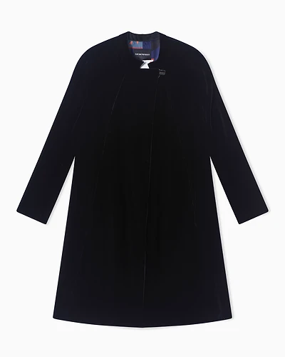 Emporio Armani - Liquid-velvet coat with off-centre closure, Woman, Black, Size: