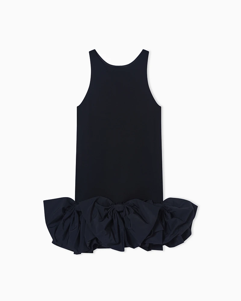 Emporio Armani - Milano-stitch short dress with oversized bows detail, Woman, Black, Size: