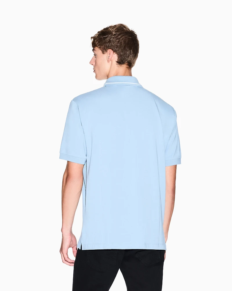 Armani Exchange - Regular fit polo shirt stretch jersey, Man, Light Blue, Size: