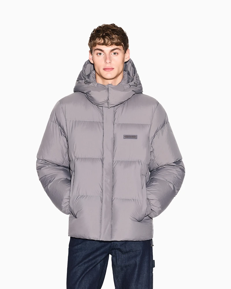 Armani Exchange - Quilted down jacket with hood, Man, Grey, Size: