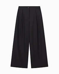 Armani Exchange - ASV fabric wide trousers with pleats, Woman, Black, Size: