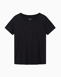 Armani Exchange - Boyfriend T-shirt with Icon logo, Woman, Black, Size: