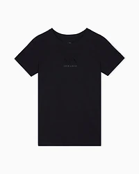 Armani Exchange - Regular fit T-shirt with glitter logo, Woman, Black, Size: