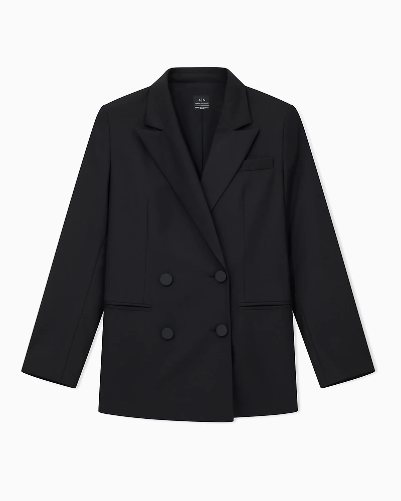 Armani Exchange - ASV fabric double-breasted jacket, Woman, Black, Size: