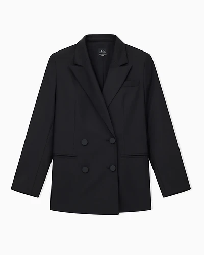Armani Exchange - ASV fabric double-breasted jacket, Woman, Black, Size: