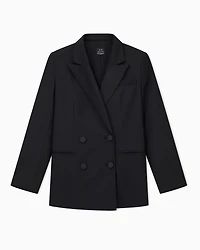 Armani Exchange - ASV fabric double-breasted jacket, Woman, Black, Size: