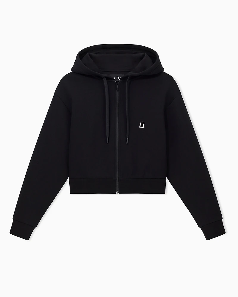 Armani Exchange - Icon Cropped Hoodie, Woman, Black, Size:
