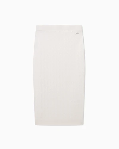 Armani Exchange - Pencil skirt with allover logo, Woman, White, Size: