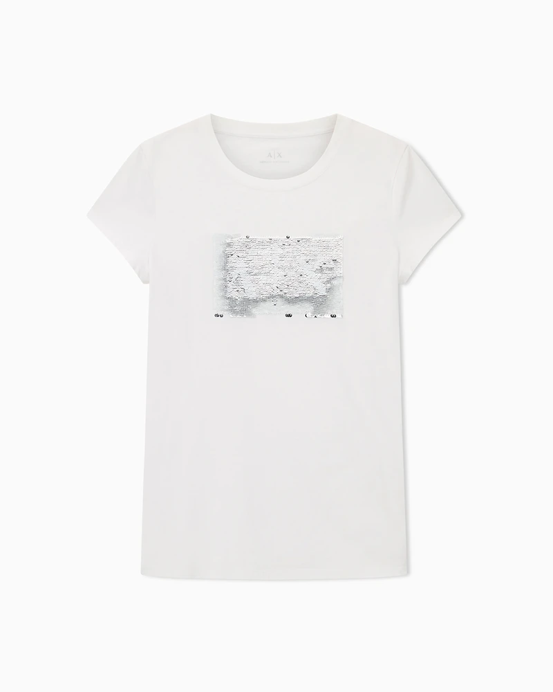 Armani Exchange - Slim fit T-shirt stretch cotton jersey, Woman, White, Size: