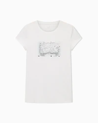 Armani Exchange - Slim fit T-shirt stretch cotton jersey, Woman, White, Size: