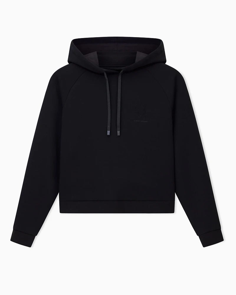 Armani Exchange - Glitter Logo Hoodie, Woman, Black, Size: