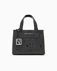 Armani Exchange - Tote bag with allover logo motif, Woman, Black, Size: TU