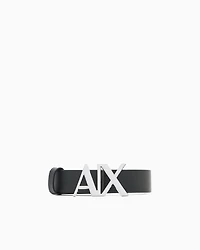 Armani Exchange - Leather belt with logo, Woman, Black, Size: